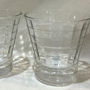 Pair of Crown Royal Whiskey Logo Tapered Optic Block Rocks Glass
